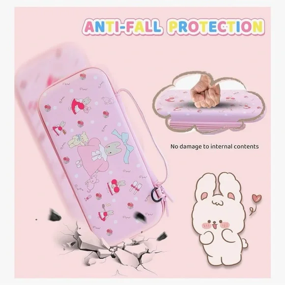 HYPERCASE Pink Bunny for Nintendo Switch OLED Case with carrying strap - Picture 4 of 7